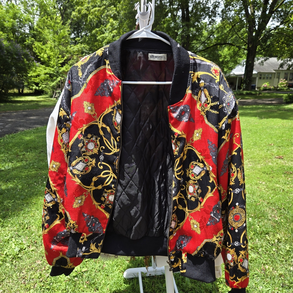 Silver Jeans Red and Black Bomber Jacket for Women